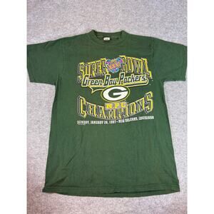 Vintage 90s Green Bay Packers Super Bowl XXXI NFC Champions T-Shirt Mens Large